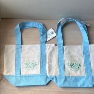 SOLD OUT!! NWT Trader Joe’s 2025 Mini Canvas Tote Bags BLUE - 2-pack (or 1-pack)